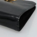 Salvatore Ferragamo Gancini Chain Shoulder Bag Leather Black Gold Auth bs22402-9