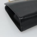 Salvatore Ferragamo Gancini Chain Shoulder Bag Leather Black Gold Auth bs22402-14