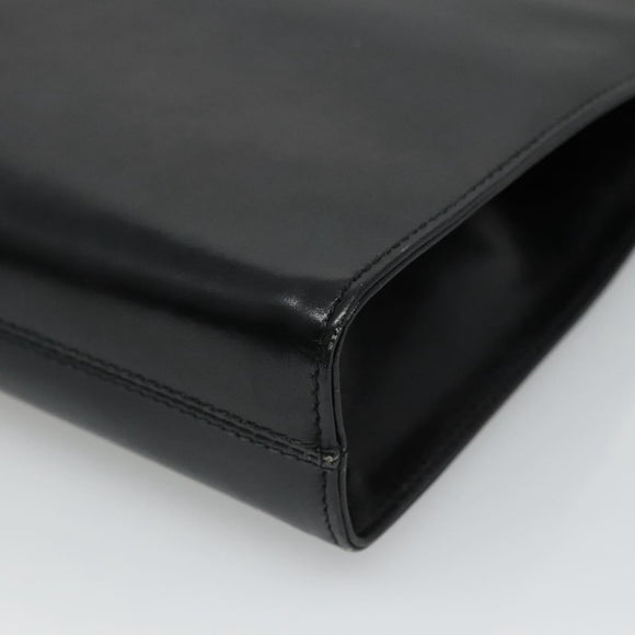 Salvatore Ferragamo Gancini Chain Shoulder Bag Leather Black Gold Auth bs22402