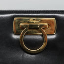 Salvatore Ferragamo Gancini Chain Shoulder Bag Leather Black Gold Auth bs22402-17