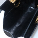 Salvatore Ferragamo Gancini Chain Shoulder Bag Leather Black Gold Auth bs22402-10