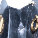 Salvatore Ferragamo Gancini Chain Shoulder Bag Leather Black Gold Auth bs22402-18