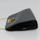 Salvatore Ferragamo Gancini Chain Shoulder Bag Leather Black Gold Auth bs22402-4
