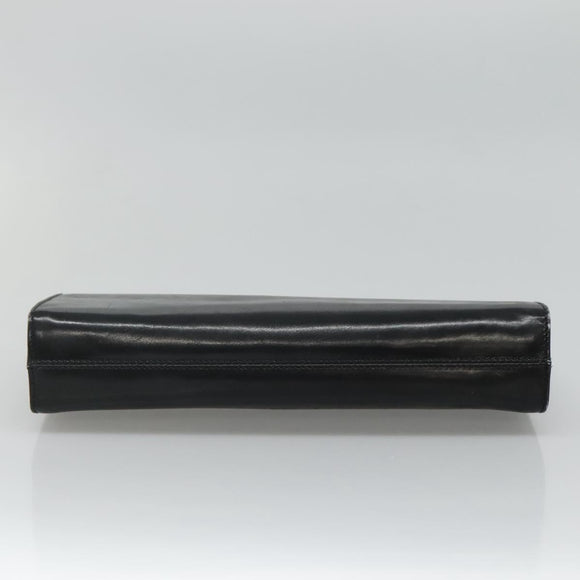 Salvatore Ferragamo Gancini Chain Shoulder Bag Leather Black Gold Auth bs22402