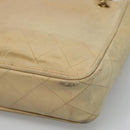 CHANEL Matelasse Chain Shoulder Bag Lamb Skin Beige CC Auth bs22414-9