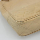 CHANEL Matelasse Chain Shoulder Bag Lamb Skin Beige CC Auth bs22414-11