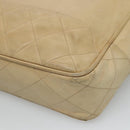 CHANEL Matelasse Chain Shoulder Bag Lamb Skin Beige CC Auth bs22414-12