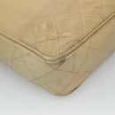 CHANEL Matelasse Chain Shoulder Bag Lamb Skin Beige CC Auth bs22414-13