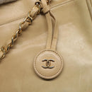 CHANEL Matelasse Chain Shoulder Bag Lamb Skin Beige CC Auth bs22414-10