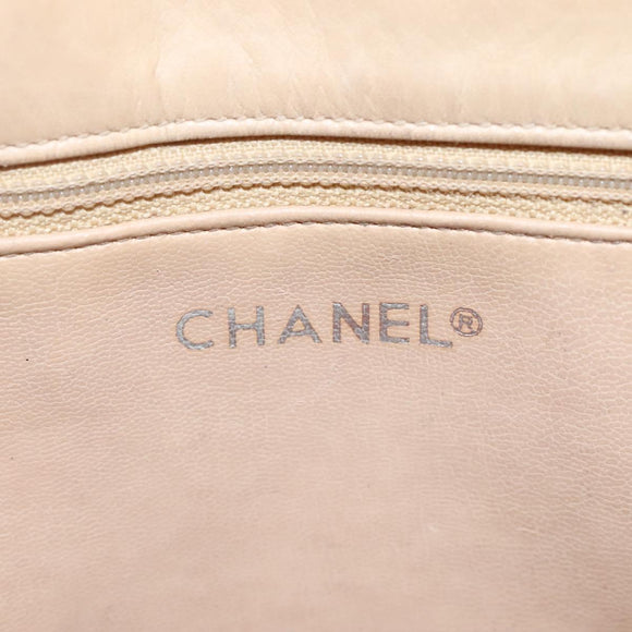 CHANEL Matelasse Chain Shoulder Bag Lamb Skin Beige CC Auth bs22414