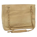 CHANEL Matelasse Chain Shoulder Bag Lamb Skin Beige CC Auth bs22414-1