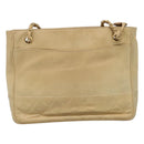 CHANEL Matelasse Chain Shoulder Bag Lamb Skin Beige CC Auth bs22414-2