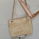 CHANEL Matelasse Chain Shoulder Bag Lamb Skin Beige CC Auth bs22414-22