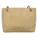 CHANEL Matelasse Chain Shoulder Bag Lamb Skin Beige CC Auth bs22414-3