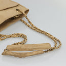 CHANEL Matelasse Chain Shoulder Bag Lamb Skin Beige CC Auth bs22414-7