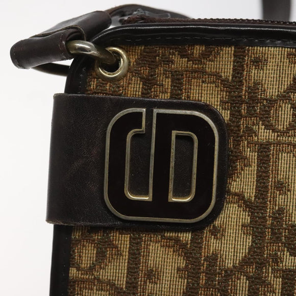Christian Dior Trotter Canvas Shoulder Bag Brown Auth bs22437