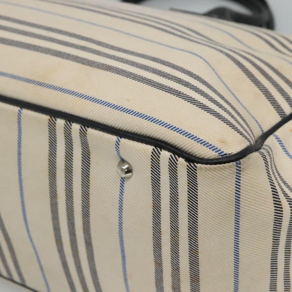 BURBERRY Tote Bag Canvas White Auth bs22443