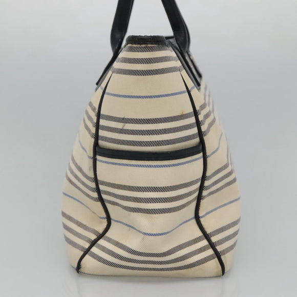 BURBERRY Tote Bag Canvas White Auth bs22443