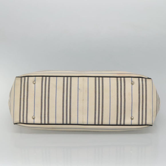 BURBERRY Tote Bag Canvas White Auth bs22443