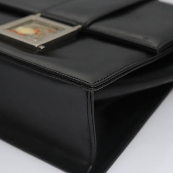 VERSACE Shoulder Bag Leather Black Auth bs22448