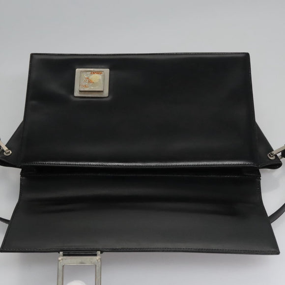 VERSACE Shoulder Bag Leather Black Auth bs22448