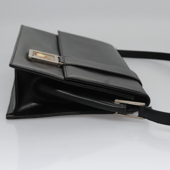 VERSACE Shoulder Bag Leather Black Auth bs22448