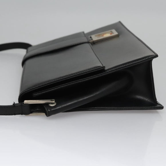 VERSACE Shoulder Bag Leather Black Auth bs22448