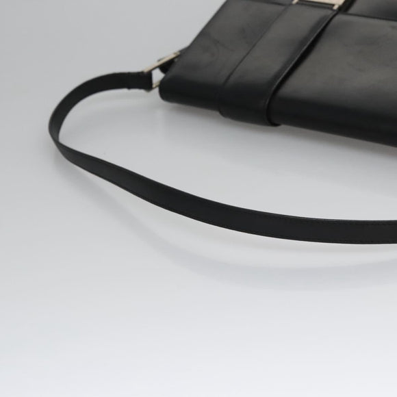 VERSACE Shoulder Bag Leather Black Auth bs22448
