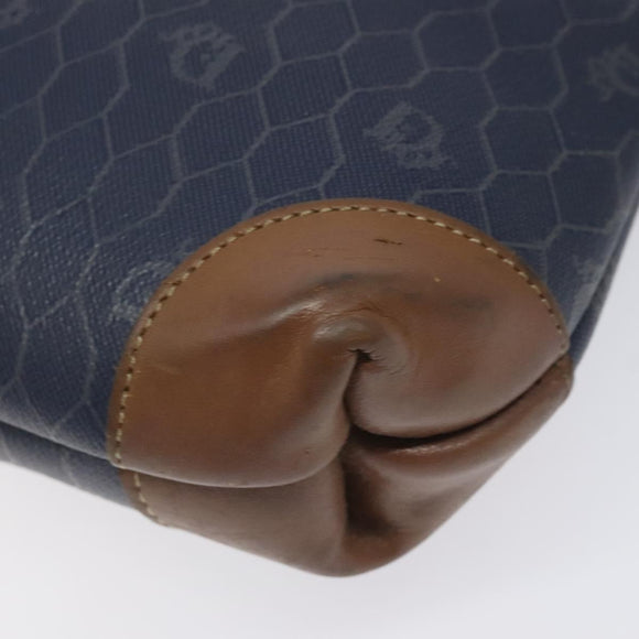 Christian Dior Honeycomb Canvas Clutch Bag PVC Leather Navy Auth bs22450
