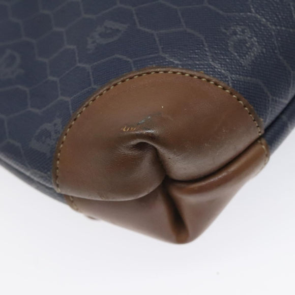 Christian Dior Honeycomb Canvas Clutch Bag PVC Leather Navy Auth bs22450