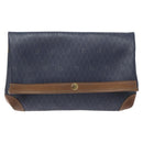Christian Dior Honeycomb Canvas Clutch Bag PVC Leather Navy Auth bs22450-13