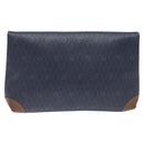 Christian Dior Honeycomb Canvas Clutch Bag PVC Leather Navy Auth bs22450-2