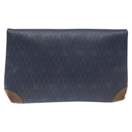 Christian Dior Honeycomb Canvas Clutch Bag PVC Leather Navy Auth bs22450 - 0