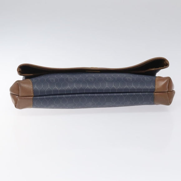 Christian Dior Honeycomb Canvas Clutch Bag PVC Leather Navy Auth bs22450