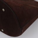 BVLGARI Hand Bag Suede 2way Brown Silver Auth bs22466-15