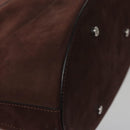 BVLGARI Hand Bag Suede 2way Brown Silver Auth bs22466-16