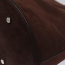BVLGARI Hand Bag Suede 2way Brown Silver Auth bs22466-17