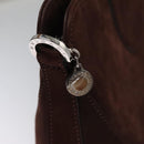 BVLGARI Hand Bag Suede 2way Brown Silver Auth bs22466-10