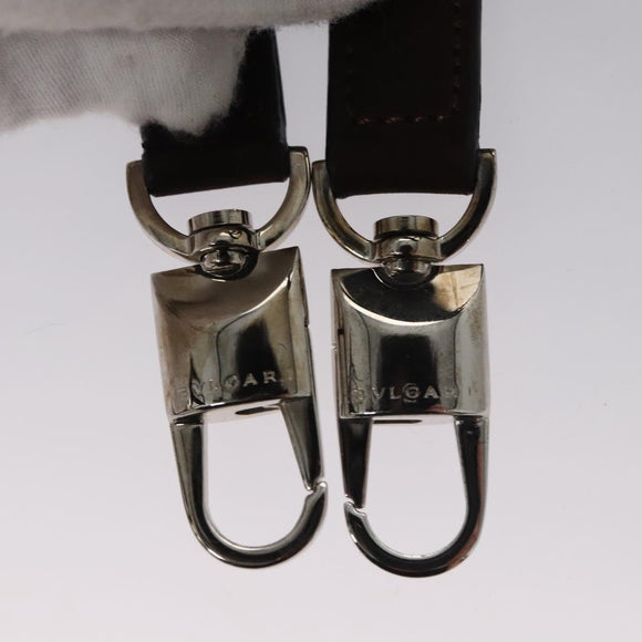 BVLGARI Hand Bag Suede 2way Brown Silver Auth bs22466