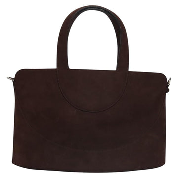 BVLGARI Hand Bag Suede 2way Brown Silver Auth bs22466 - 0