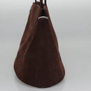 BVLGARI Hand Bag Suede 2way Brown Silver Auth bs22466-3