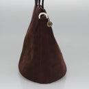 BVLGARI Hand Bag Suede 2way Brown Silver Auth bs22466-4