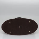 BVLGARI Hand Bag Suede 2way Brown Silver Auth bs22466-5