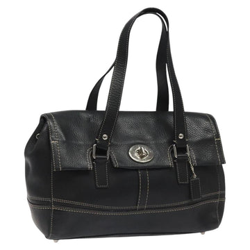 Coach Hand Bag Leather Black Auth bs22477