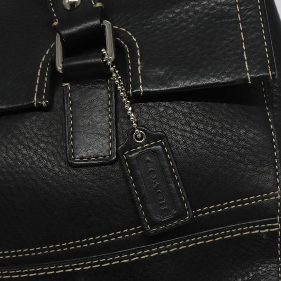 Coach Hand Bag Leather Black Auth bs22477