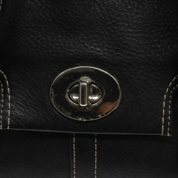 Coach Hand Bag Leather Black Auth bs22477