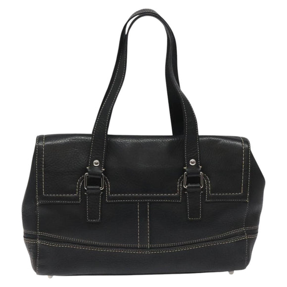 Coach Hand Bag Leather Black Auth bs22477