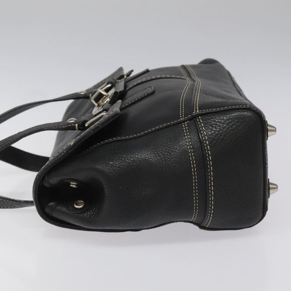 Coach Hand Bag Leather Black Auth bs22477