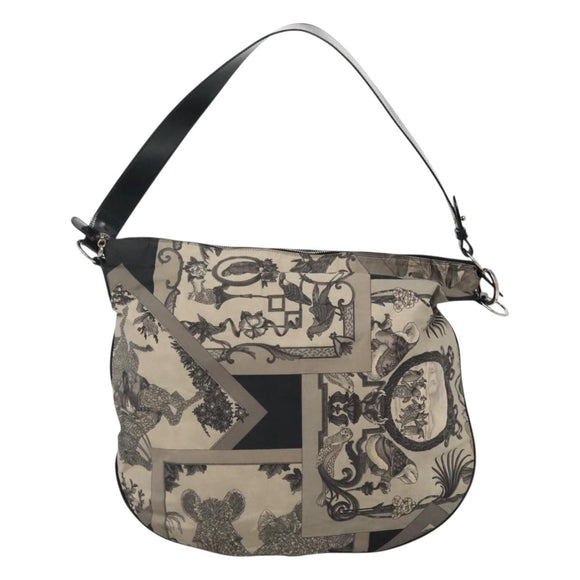 Salvatore Ferragamo Shoulder Bag Canvas Gray Black Silver Auth bs22485