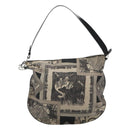 Salvatore Ferragamo Shoulder Bag Canvas Gray Black Silver Auth bs22485-2